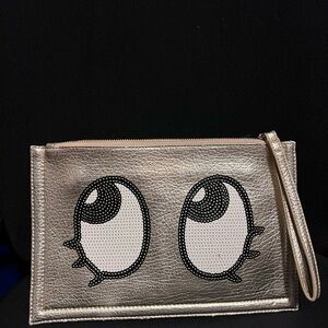 Street Level Silver Clutch with Eye Design